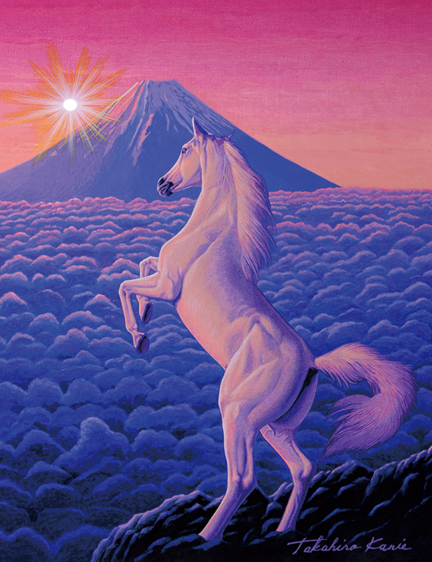 白馬　富士山　朝日